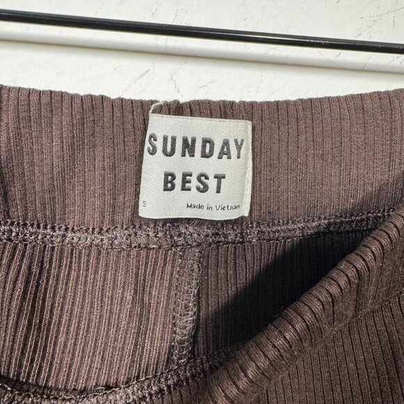 Aritzia Sunday Best Brown Mid Rise Flare Pants Size Small Stretch Loungewear - Picture 5 of 5